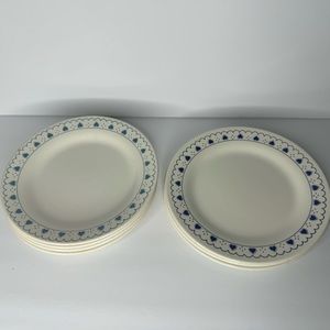 Oxford Blue Hearts Dinner Plates Set of 6 Ivory‎ and 2 Different Blues